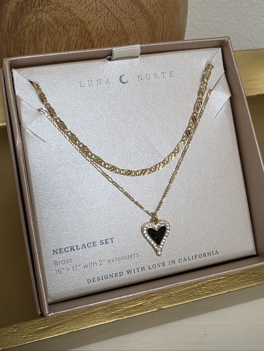 Luna Norte Gold Layered Heart Necklace Set